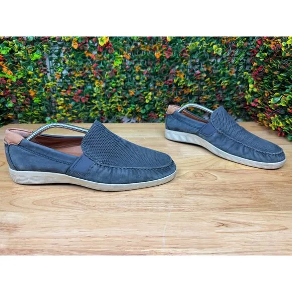 Ecco S Lyte Moc‎ Slip On Classic Loafer Shoes Blue Suede Mens EUR 33 US 10-10.5