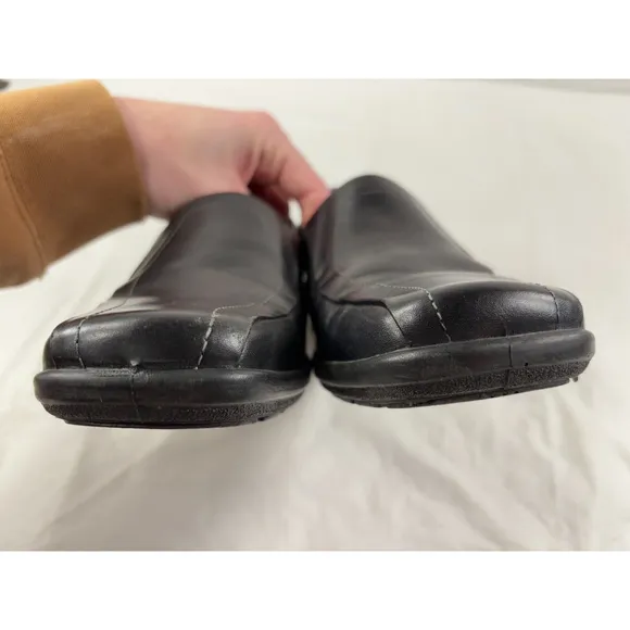 ECCO Shade Black Leather Loafers Slip On Shoes Shock Point size 6.5