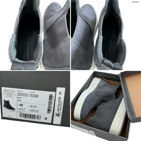 Ecco Soft 9 II Suede Chelsea Sneaker Boots in Magnet Size US 9-9.5
