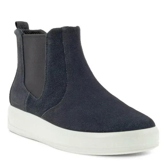 Ecco Soft 9 II Suede Chelsea Sneaker Boots in Magnet Size US 9-9.5