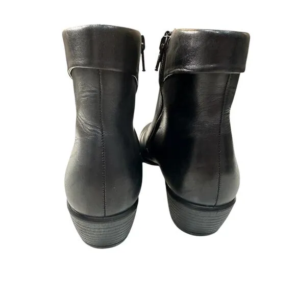 Ecco Touch 35 Leather Ankle Booties Size 6-6.5 Black Zip Dressy Comfort Boots