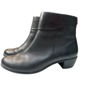 Ecco Touch 35 Leather Ankle Booties Size 6-6.5 Black Zip Dressy Comfort Boots