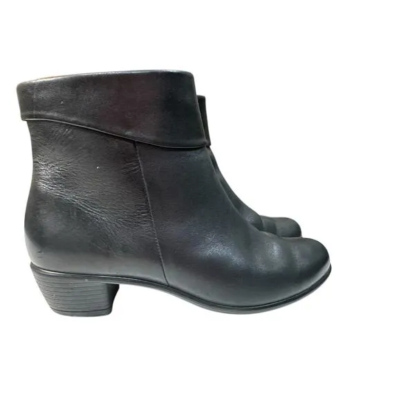 Ecco Touch 35 Leather Ankle Booties Size 6-6.5 Black Zip Dressy Comfort Boots