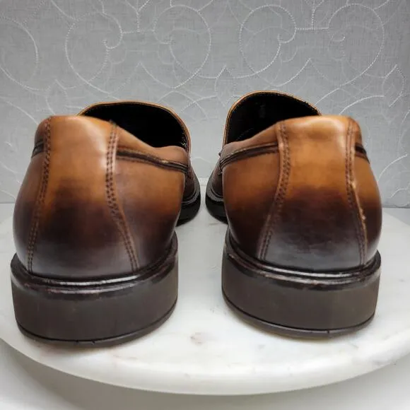 Ecco Vitrus II Loafer Dress Shoe Mens 10 Brown Leather Slip On Calf Crust Dyed