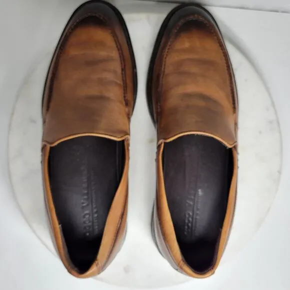 Ecco Vitrus II Loafer Dress Shoe Mens 10 Brown Leather Slip On Calf Crust Dyed