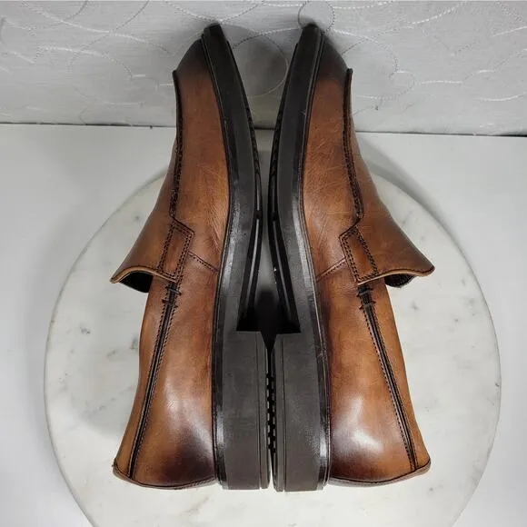Ecco Vitrus II Loafer Dress Shoe Mens 10 Brown Leather Slip On Calf Crust Dyed