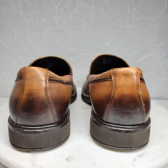 Ecco Vitrus II Loafer Dress Shoe Mens 10 Brown Leather Slip On Calf Crust Dyed