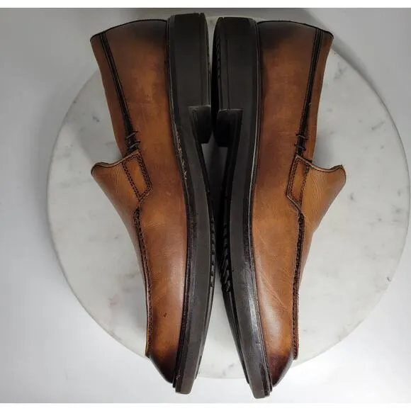 Ecco Vitrus II Loafer Dress Shoe Mens 10 Brown Leather Slip On Calf Crust Dyed