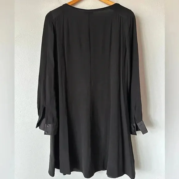 Eileen Fisher Silk Georgette Crepe Long Sleeve Dress