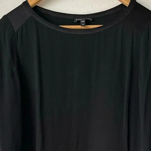 Eileen Fisher Silk Georgette Crepe Long Sleeve Dress
