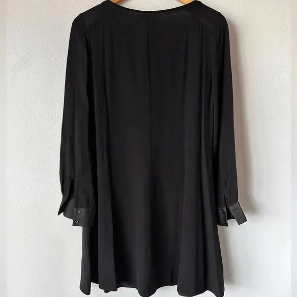 Eileen Fisher Silk Georgette Crepe Long Sleeve Dress