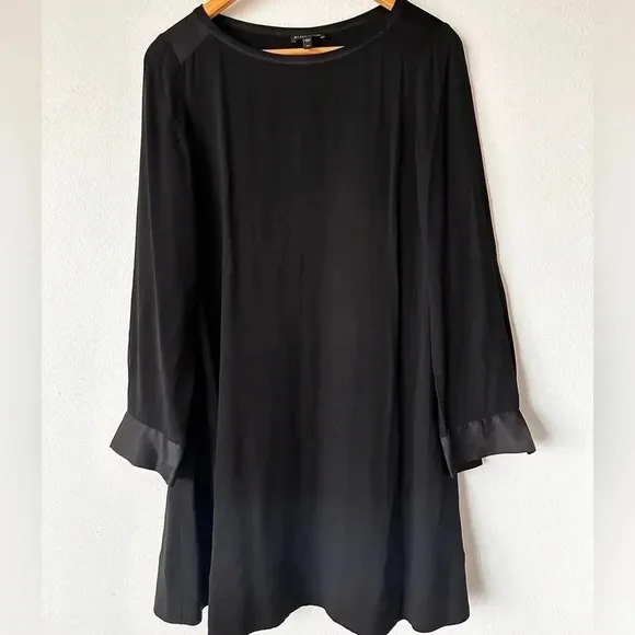 Eileen Fisher Silk Georgette Crepe Long Sleeve Dress