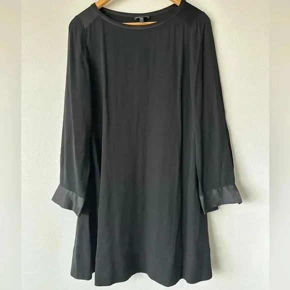 Eileen Fisher Silk Georgette Crepe Long Sleeve Dress