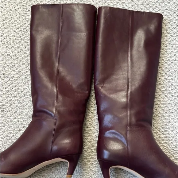 Elegant Bugundy Reformation Leather Knee-High Boots