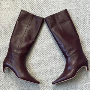 Elegant Bugundy Reformation Leather Knee-High Boots