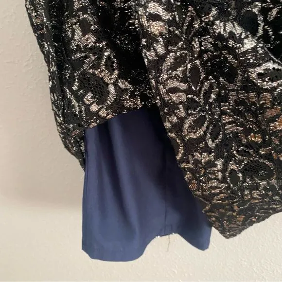 Erin Fetherston Black Lace Silver Sheath Mini Dress