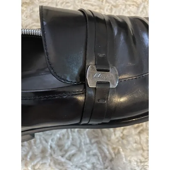ERMENEGILDO ZEGNA Mens 8 Black Slip On Leather Loafers Dress Shoes