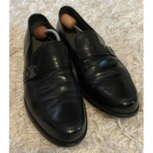 ERMENEGILDO ZEGNA Mens 8 Black Slip On Leather Loafers Dress Shoes
