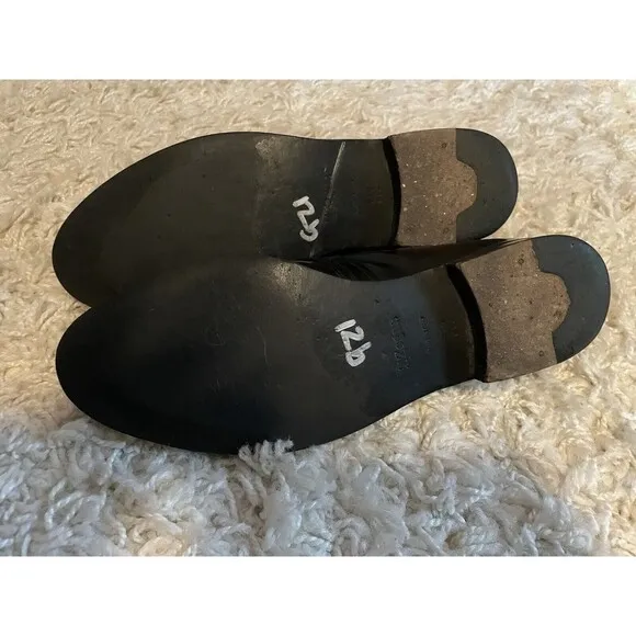 ERMENEGILDO ZEGNA Mens 8 Black Slip On Leather Loafers Dress Shoes