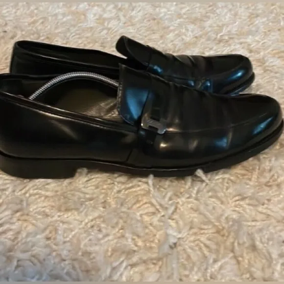 ERMENEGILDO ZEGNA Mens 8 Black Slip On Leather Loafers Dress Shoes