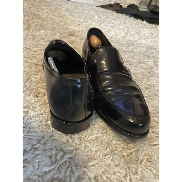 ERMENEGILDO ZEGNA Mens 8 Black Slip On Leather Loafers Dress Shoes