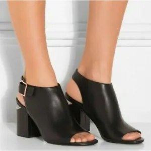 EUC Alexander Wang Nadia Black Leather Rose Gold Heel Booties, size 36, US 6