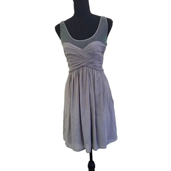 EUC Burberry Authentic women's all silk mesh shoulder pleated breast mini dress