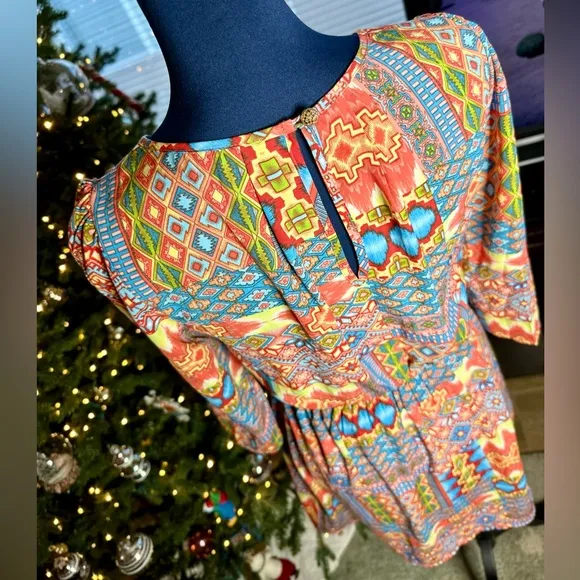 EUC Pink Owl Apparel Tribal Print Dress