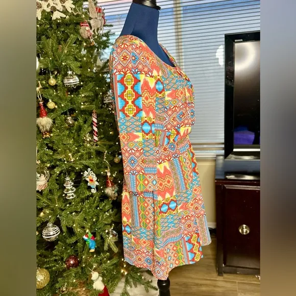 EUC Pink Owl Apparel Tribal Print Dress