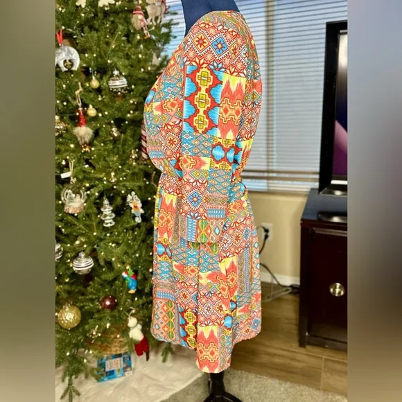 EUC Pink Owl Apparel Tribal Print Dress