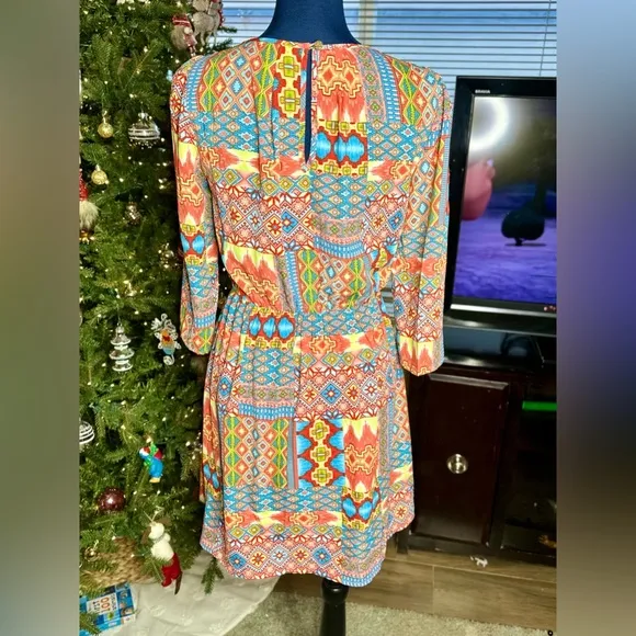EUC Pink Owl Apparel Tribal Print Dress