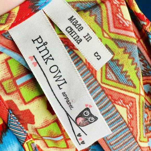 EUC Pink Owl Apparel Tribal Print Dress