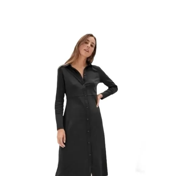 Everlane  Black Luxe Cotton Shirtdress (Size XL) - Excellent Condition