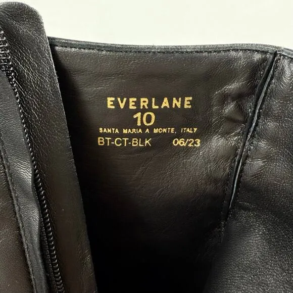 Everlane Women's The City Leather Boots Size 10 Black Square Toe