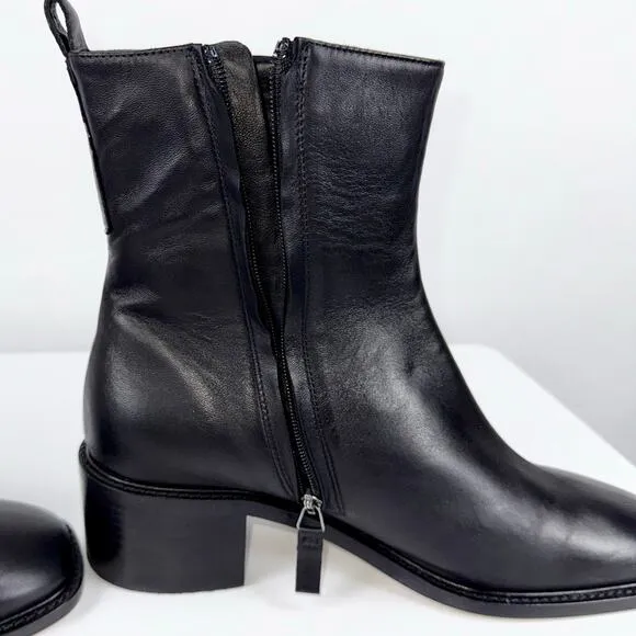 Everlane Women's The City Leather Boots Size 10 Black Square Toe