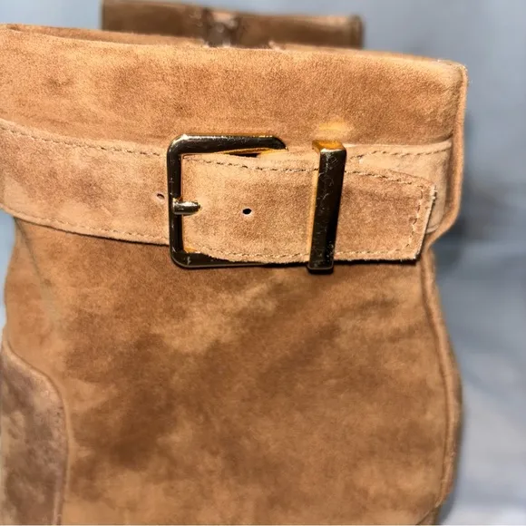 EXPRESS Ankle High Heel Suede Boots with Side Buckle Size 7.5