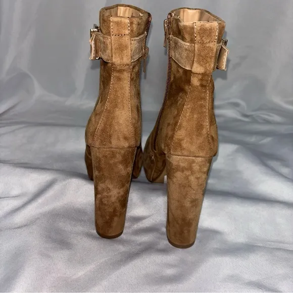 EXPRESS Ankle High Heel Suede Boots with Side Buckle Size 7.5