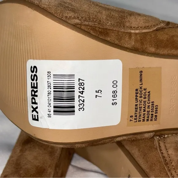 EXPRESS Ankle High Heel Suede Boots with Side Buckle Size 7.5