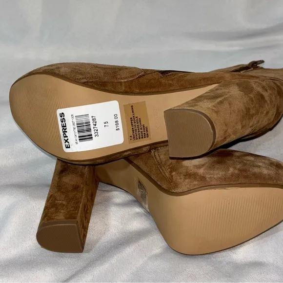 EXPRESS Ankle High Heel Suede Boots with Side Buckle Size 7.5