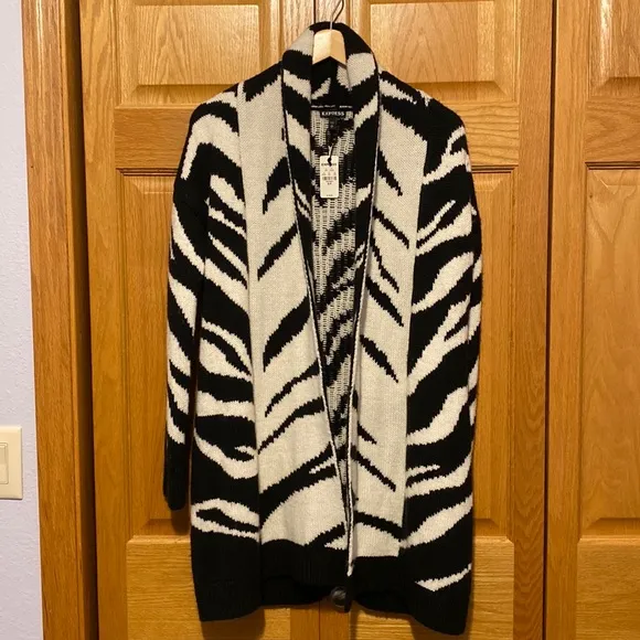 Express wool blend long line open cardigan New size small