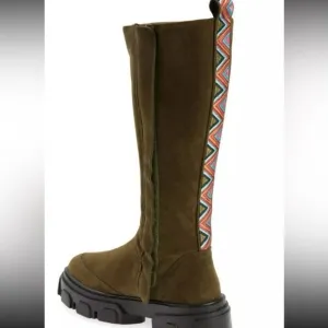 Farm Rio boots knee high lug sole army green size 6.5