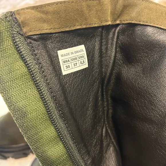 Farm Rio boots knee high lug sole army green size 6.5