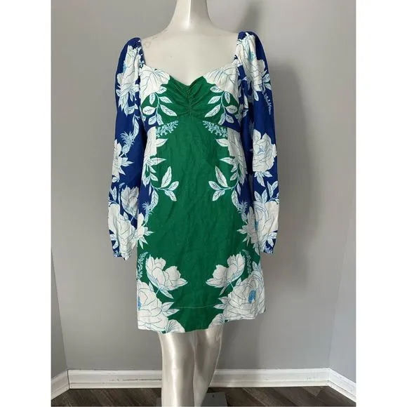 Farm Rio Soft Garden Puff-Sleeve Mini Dress