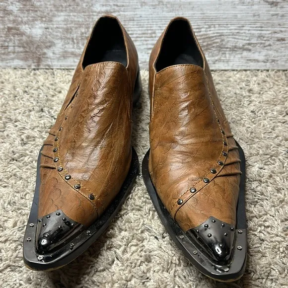 Fiesso by Aerelio Garcia Pointed Toe Metal Tip Leather Shoes Sz 10