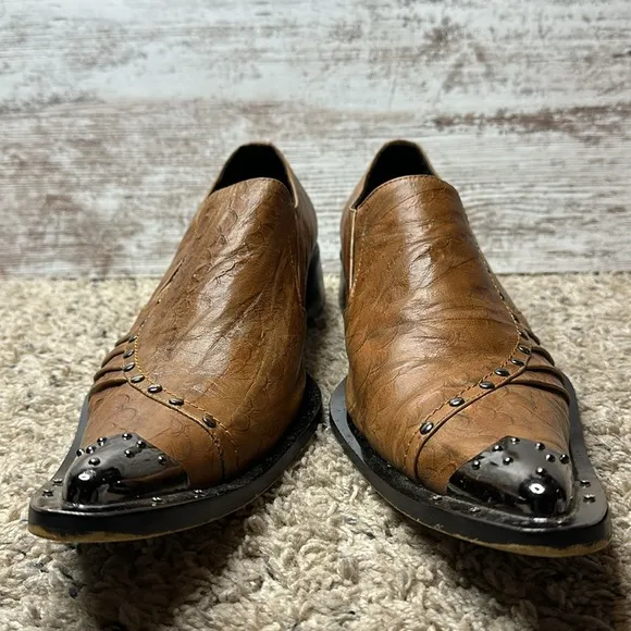 Fiesso by Aerelio Garcia Pointed Toe Metal Tip Leather Shoes Sz 10