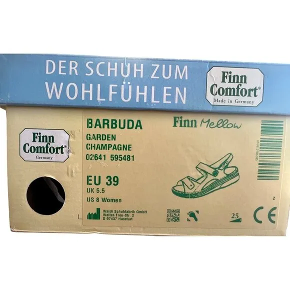 Finn Barbuda Comfort Hook And Loop Strap Sandals Champagne Garden US Size 8 EU 3