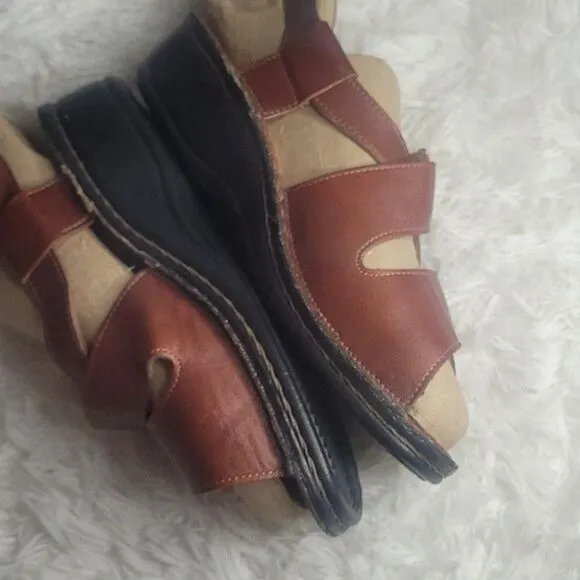 Finn comfort Made in Germany brown straps sandals shoes women 39 slip on
