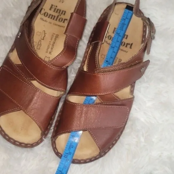 Finn comfort Made in Germany brown straps sandals shoes women 39 slip on