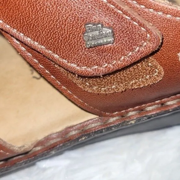 Finn comfort Made in Germany brown straps sandals shoes women 39 slip on