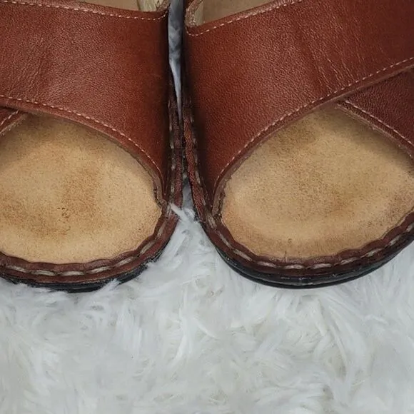 Finn comfort Made in Germany brown straps sandals shoes women 39 slip on